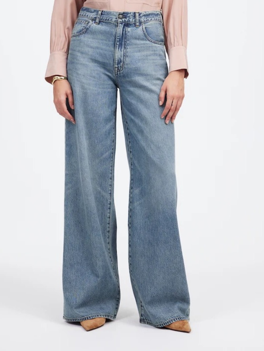 Madewell Superwide-Leg Jeans Medium Wash Women Size 29 Lightweight Cotton Baggy - Picture 2 of 9